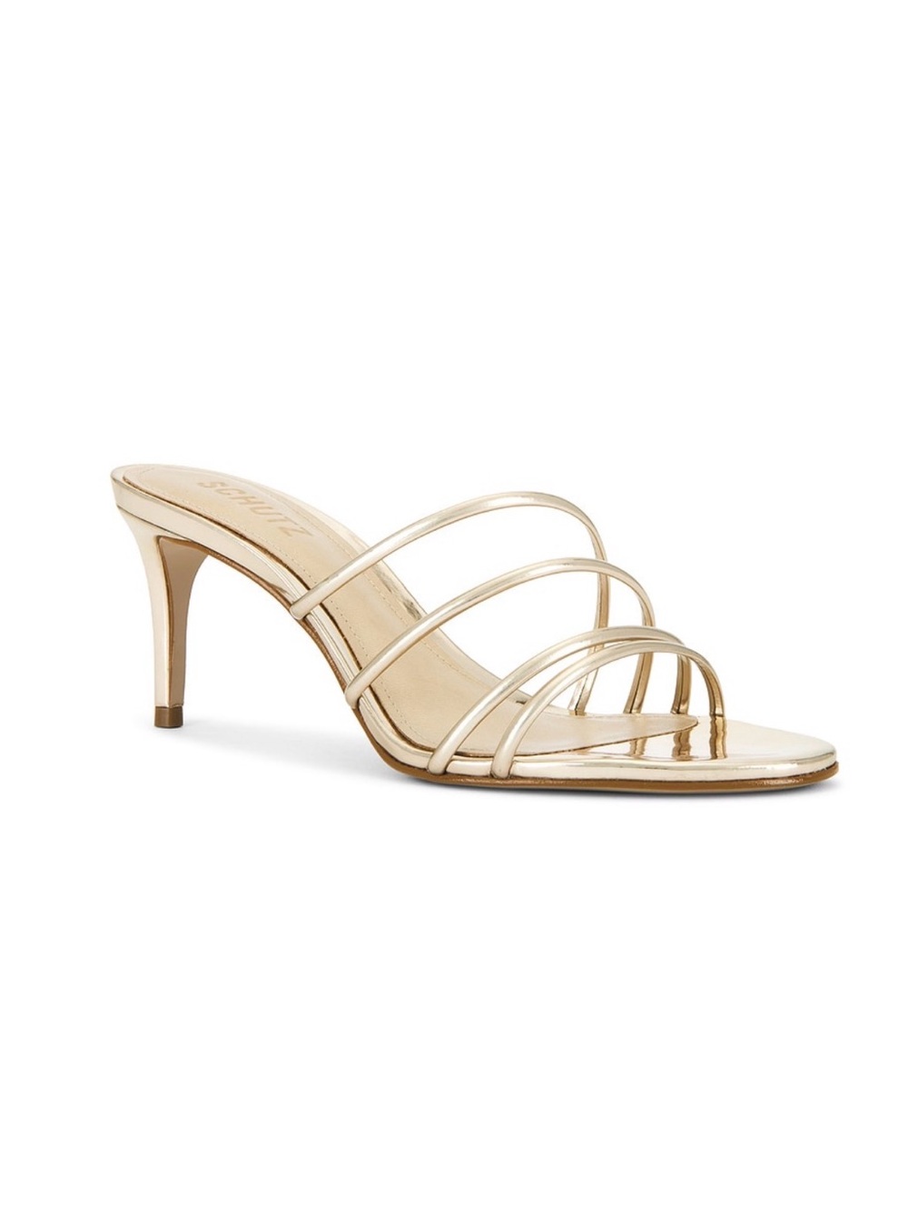 NWT Schutz Inez Mule Heel Gold Strappy Sandal
